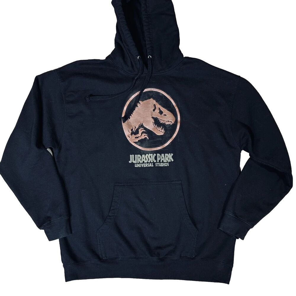 Mens Jurassic Park Universal Studios Black Hoodie Pullover Sweatshirt XL
